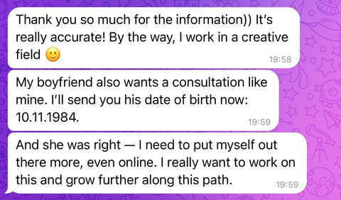 Client message shared by Diana