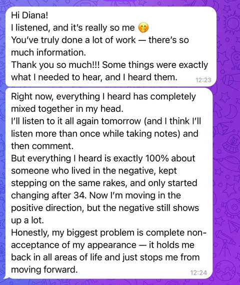 Client message shared by Veronica