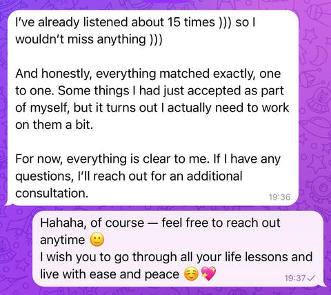 Client message shared by Ava