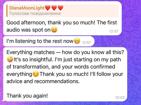 Client message shared by Sarah