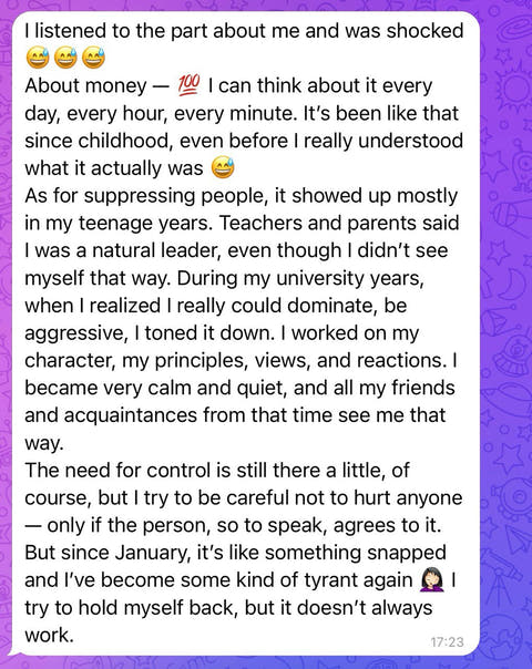 Client message shared by Mila